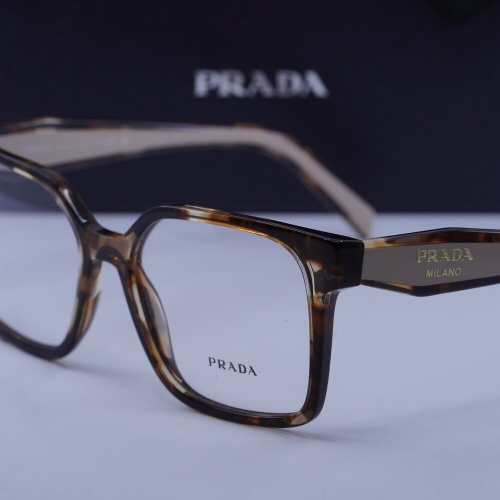 Prada PRB03V 07R1O1 Square Eyeglasses - Havana Caramel 54mm - Picture 8 of 9